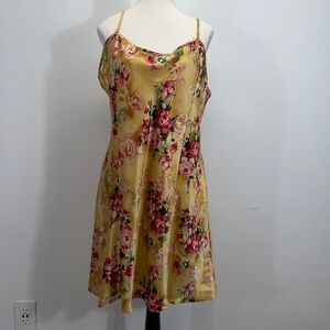 Sophia by Delicates Floral Silky Split Thigh‎ Floral Elegant Slip Dress Size XL